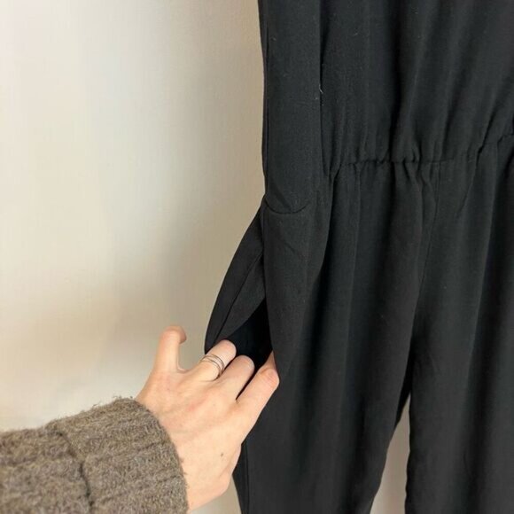 Zara Womens TRF Black Ribbed Jumpsuit Sleeveless Size Small Pockets One Piece - Picture 3 of 11
